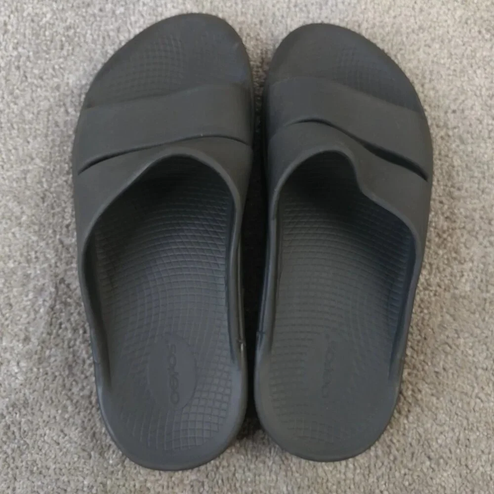 Oofos Ooahh Slides Recovery Sport Sandals Mens 12 Comfort Shoes Black Slip On